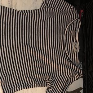 Black and white striped crop top.